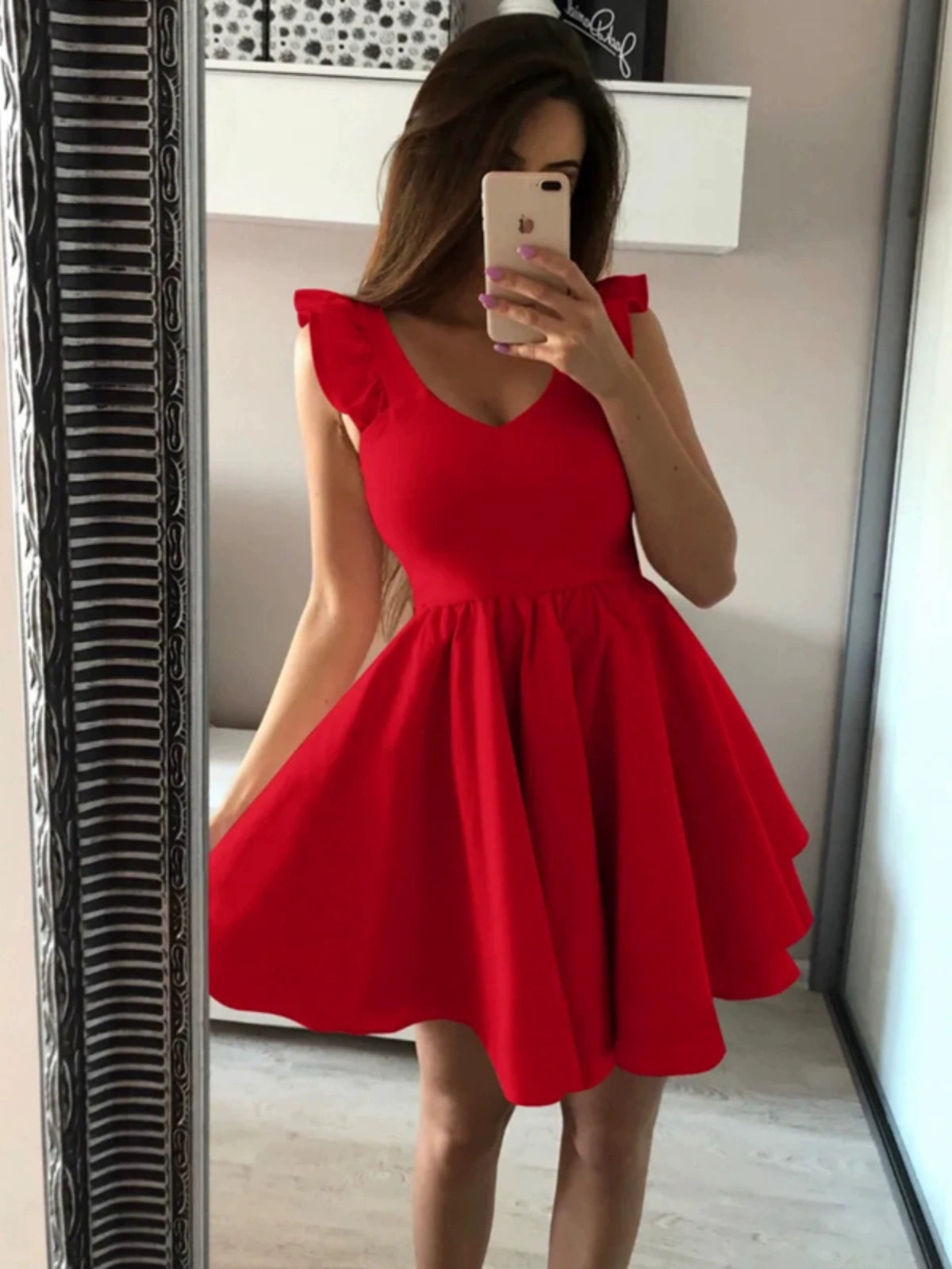 2025 Sexy Deep V Tight Waist Little Short Dress Red Slimming Dress