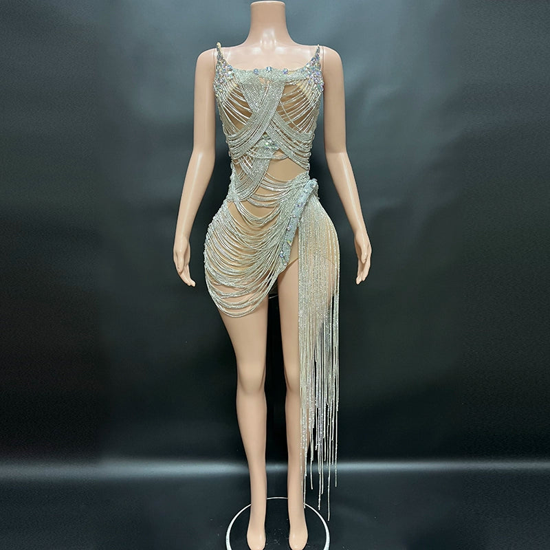 Novance Fashion Sexy Silver Tassel Stage