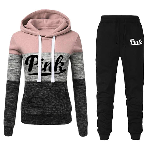 Hot Sales Womens Tracksuit Print ColorBlock Hooded Sweatshirts Fashion Trend Versatile Pullover Street Warm Casual Clothing