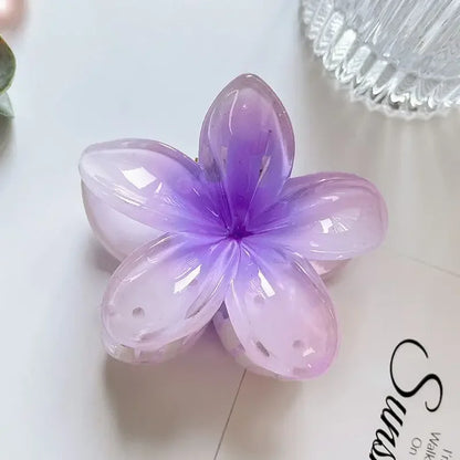 Flower Crab Hair Clips for Women Plumeria Barrettes Large Hair Claw for Thin/Thick Beach Hair Accessories for Girls 8cm