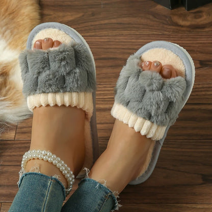 Slippers Cotton Plush Warm Female Light EVA Flat Bottom