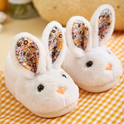 Children Indoor Slippers Winter Warm Cotton Shoes Kids Home Floor Slippers Cartoon Rabbit Anti-slip Boys Girls Plush Footwear