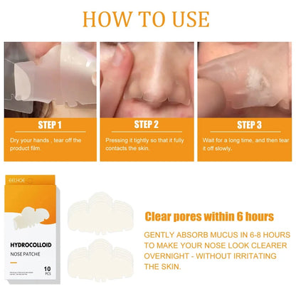 10Pcs Hydrocolloid Nose Patches Hydrocolloid Patches Blackhead Removal Deep Cleansing Pore Strips For Face Nose and Pores New