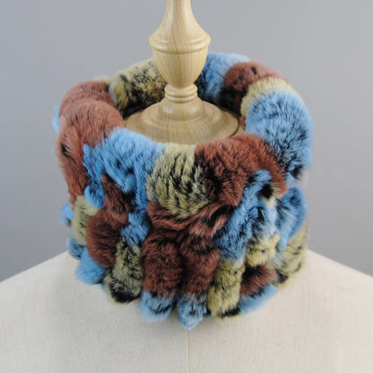 Good Elastic Rex Rabbit Fur Ring Scarves Winter Warm Women Genuine Rex Rabbit Fur Scarf Knitted Real Natural Fur Wraps Headbands