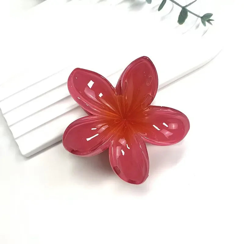 Flower Crab Hair Clips for Women Plumeria Barrettes Large Hair Claw for Thin/Thick Beach Hair Accessories for Girls 8cm