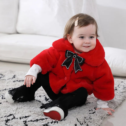 2025 New Winter Jacket For Baby Girl Clothes Fashion Christmas Princess Cloak Autumn Warm Faux Fur Girls Coat Plush Baby Outwear