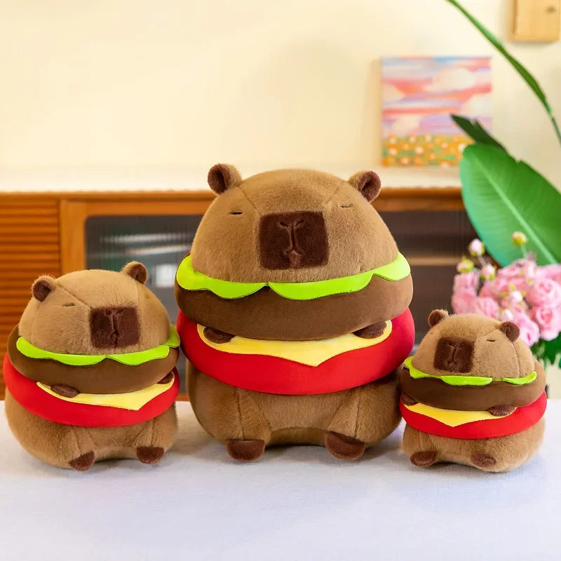 Cute Capybara Plush Toy Hamburger Shape Capibara Plush Toy Fluffty Kawaii Soft Plush Doll Best Birthday Gifts For Kids