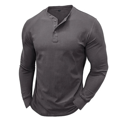 Long Sleeve Men'S T-Shirt Lightweight Button Basic T Shirt Soild Casual Pullover Male Outdoor Tops Spring Fall Sportwears