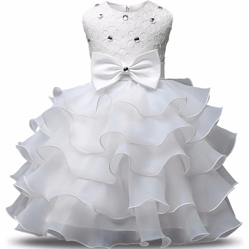 Girl Christening Dress Baby Girls First Birthday Party Dress Infant Baptism Costume Kids Dresses