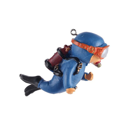 2 Pack Fish Tank Decorations, Cute Little Diver Ornament Floating Aquarium Accessories (Orange, Blue)