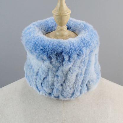 Good Elastic Rex Rabbit Fur Ring Scarves Winter Warm Women Genuine Rex Rabbit Fur Scarf Knitted Real Natural Fur Wraps Headbands