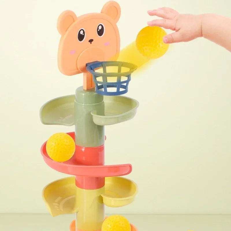 Baby Rotating 3/5/7-story Track Stacked Montessori Rolling Ball Tower Early Parent Child Education Interactive Toy Gift