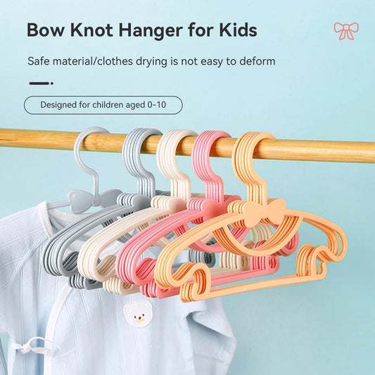 10pcs Portable Kids Clothes Hanger Plastic Display Hangers Household Baby Coat Rack Thickened Bow Coat Hanger Clothing Organizer