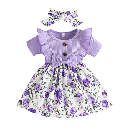 Dress Baby Girl 0-3 Years old Summer Short Sleeve Fashion Cute Floral Kids Princess Dresses For Newborn Baby Girls