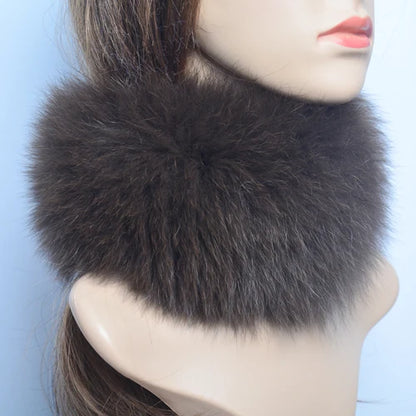 New Luxury Women Outdoor Fox Fur Ring Scarf Winter Good Elastic Knit Real Fox Fur Scarves Neck Warmer Natural Fur Headband Wrap