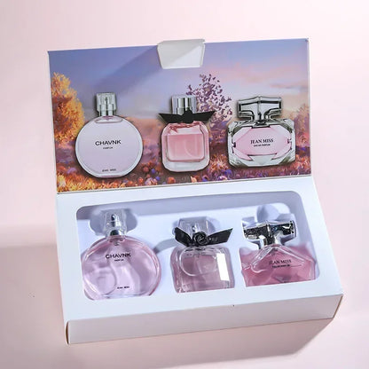 90ML(30mlx3PCS) Eau De Parfum Gift Box Feminino Spray Fresh Light Scent Floral Fruity Chypre Notes LongLasting Women Perfume Set