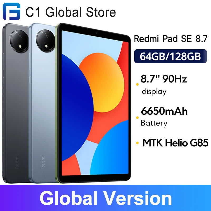 Xiaomi Redmi Pad SE 8.7 inch Global Version Mi Tablet 90Hz Display 6650mAh MTK Helio G85 Dual speakers Dolby Atmos®