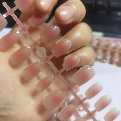 30Pcs French Gradient Short Ballet Nails Simple Nude Color False Nails Coffin Fake Nail Press On Nails Full Cover Nails