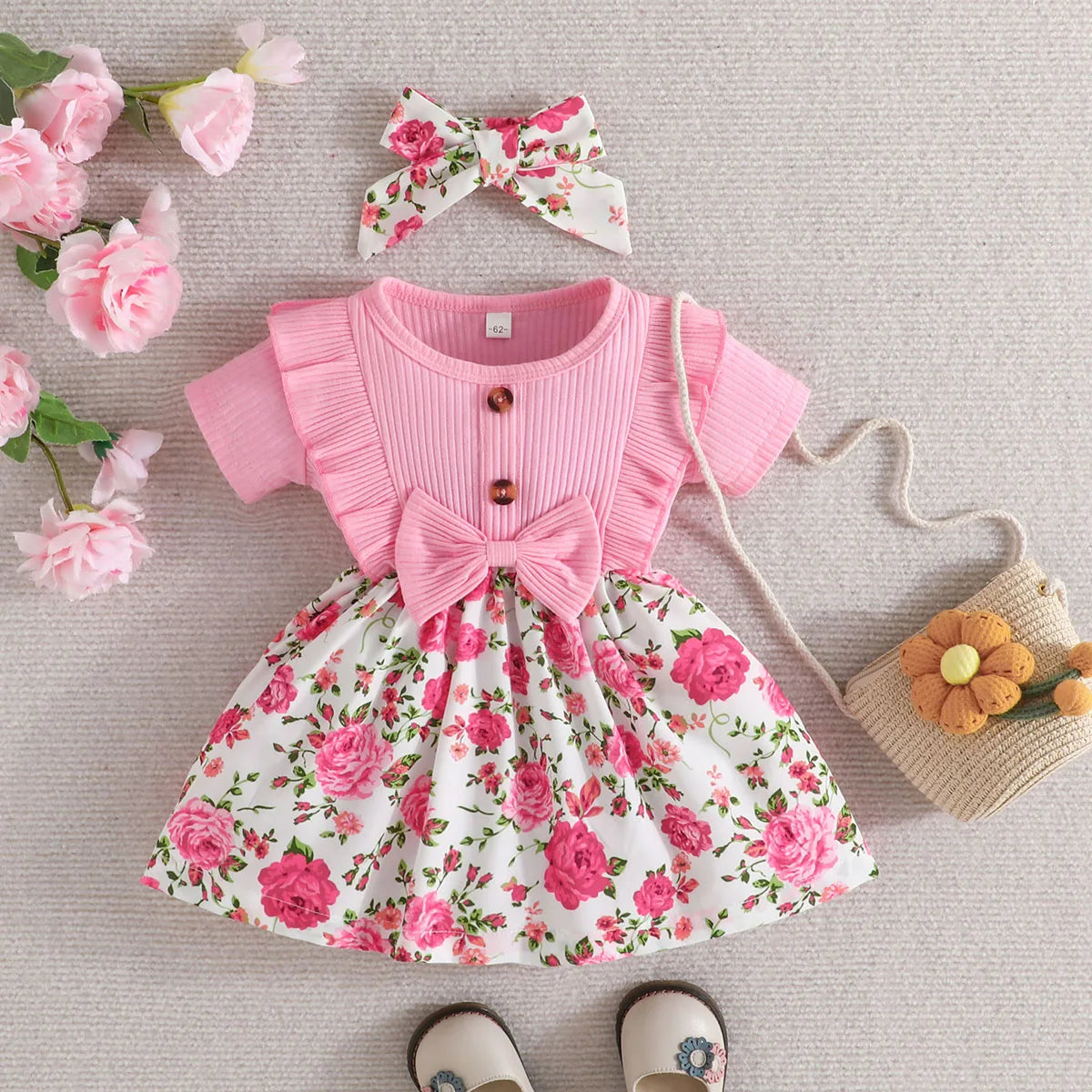 Dress Baby Girl 0-3 Years old Summer Short Sleeve Fashion Cute Floral Kids Princess Dresses For Newborn Baby Girls