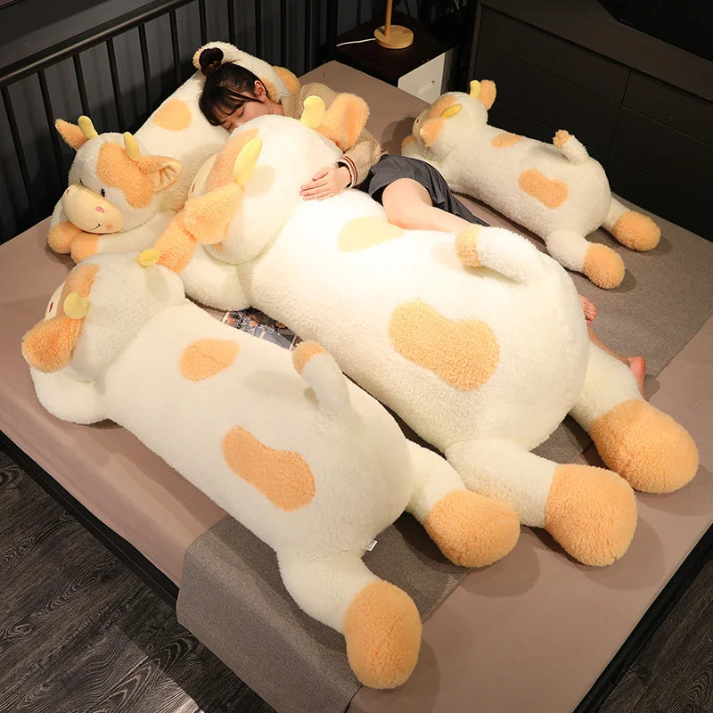 Hot 1pc 90cm Lovely Milk Cow Plush Toys Cartoon Stuffed Animal Cattle Dolls Sleeping Pillow For Baby Girls Birthday Gifts