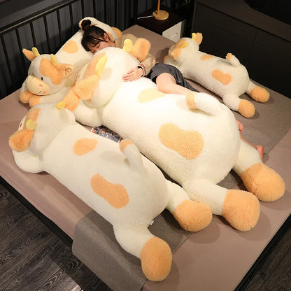 Hot 1pc 90cm Lovely Milk Cow Plush Toys Cartoon Stuffed Animal Cattle Dolls Sleeping Pillow For Baby Girls Birthday Gifts