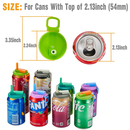 Soda Lid Covers With Straws 1/4pcs Beverage Can Protector Silicone Can Covers Beer Bottle Cap Tin Can Cup Soda Leak-Proof Caps
