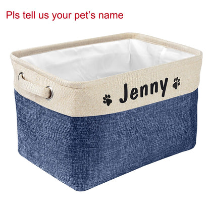 Personalized Dog Toy Basket Free Print Pet Storage Box DIY Custom Dog Name Toys Clothes Accessories Foldable Organize Storage