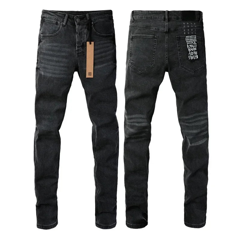 25SS New Men Streetwear Fashion KSUBI Cross Jeans Vintage Wash Do Old Patch Light Blue Stretch Slim Denim Trousers Brand Jeans