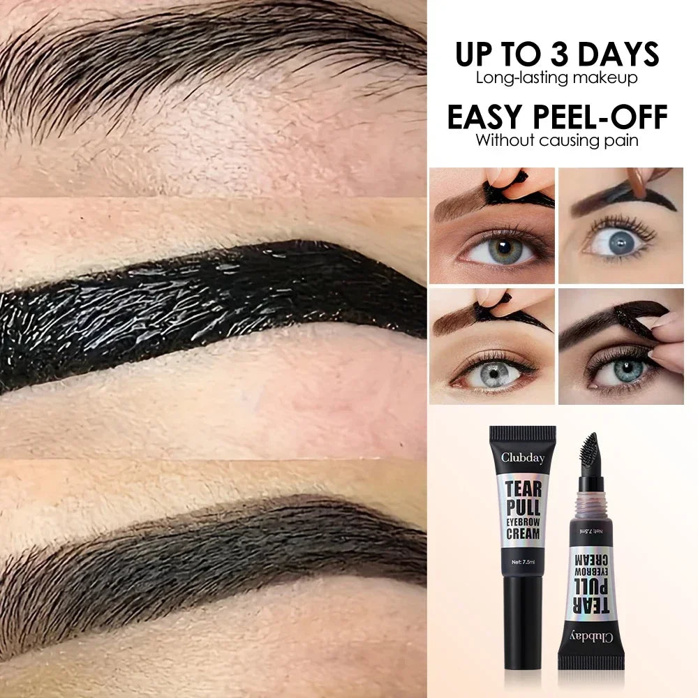 Big Brush Head Tattoo Brow Peel Off Tint Waterproof Semi Permanent Eyebrow Dyeing Up To 3 Days