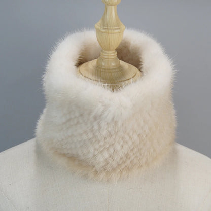 2025 New Women Winter Real Mink Fur Scarves headbands Good Elastic Knitted Natural Mink Fur Scarf Thick Warm Lady Fur Ring Shawl