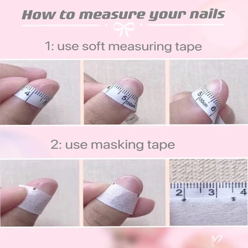 10Pcs Handmade Press on Nails Pink Hellokitty Charm Love Bow Decorated Fake Nail Patch Finished Fingernails Tips Manicure Art