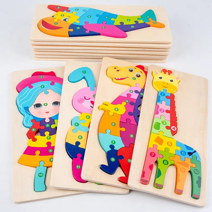 Montessori Wooden Toddler Puzzles for Kids Montessori Toys for Toddlers 2 3 4 5 Years Old Top 3D Puzzle Educational Dinosaur Toy