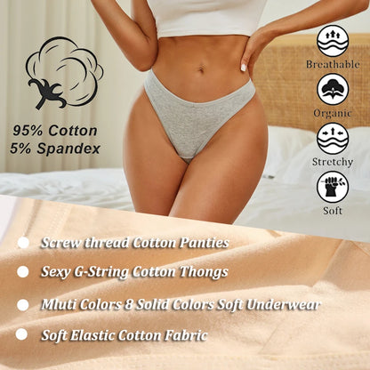 4PCS/Set Cotton Panties for Women Sexy Low Rise G-String Thongs Ultra-thi Seamless Panties