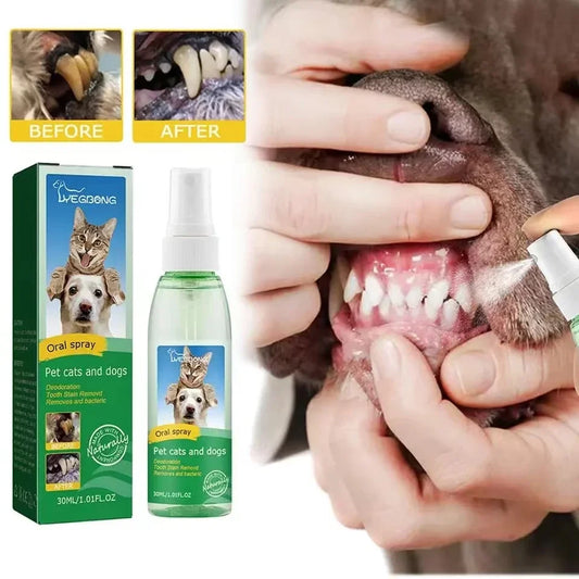 Pet Teeth Cleaning Spray Dog Cat Teeth Calculus Stain Remover Deodorant Kitten Bad Breath Treatment Pet Oral Care Tool