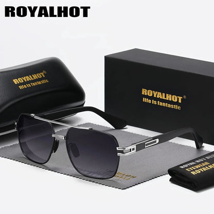 Unisex Polarized Classic Metal Oval Border Sunglasses