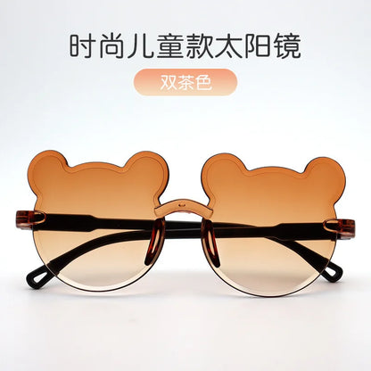 Kids Sun Sunglasses Bear Shape Children Glasses Trendy Girls Cartoon Eyeglasses Shades Driver Anti-Glare Boys Cartoon Sunglasses