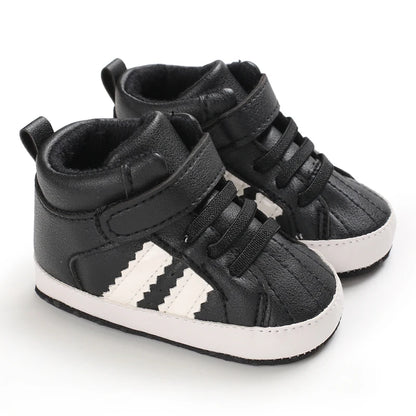 Black Fashion Casual Shoes Newborn Boys And Girls Non Slip First Walkers Infants Toddlers Comfortable Crib Shoes Kids Sneaker