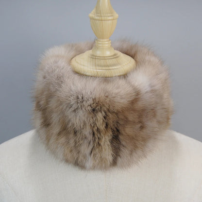 2025 New Women Winter Real Mink Fur Scarves headbands Good Elastic Knitted Natural Mink Fur Scarf Thick Warm Lady Fur Ring Shawl