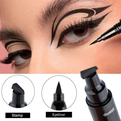 Double-ended 2 in1 Stamp Liquid Eyeliner Pencil Waterproof Lasting Fast Dry Black Seal Eye Liner Pen