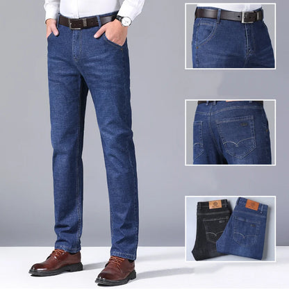 Men's New Classic Work Clothing High-quality Business Jeans Casual Straight Stretch Fashion Denim Trousers Male Brand Clothing