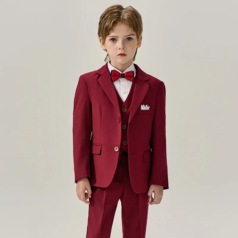 Prince Kids Purple Jakcet Vest Pants Bowtie Piano Party Dress Boys Wedding Ceremony Photograph Suit Children Performance Costume