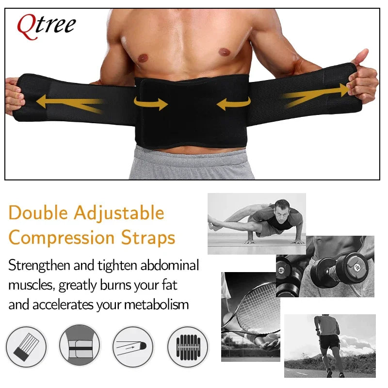 Qtree Men Waist Trainer Weight Loss Belt Slimming Body Shaper