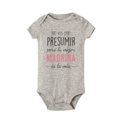 Not Show To Off But The Best Godmother/Godfather Is Mine Printed Baby Romper Funny Infant Short Sleeve Bodysuit Toddler Clothes