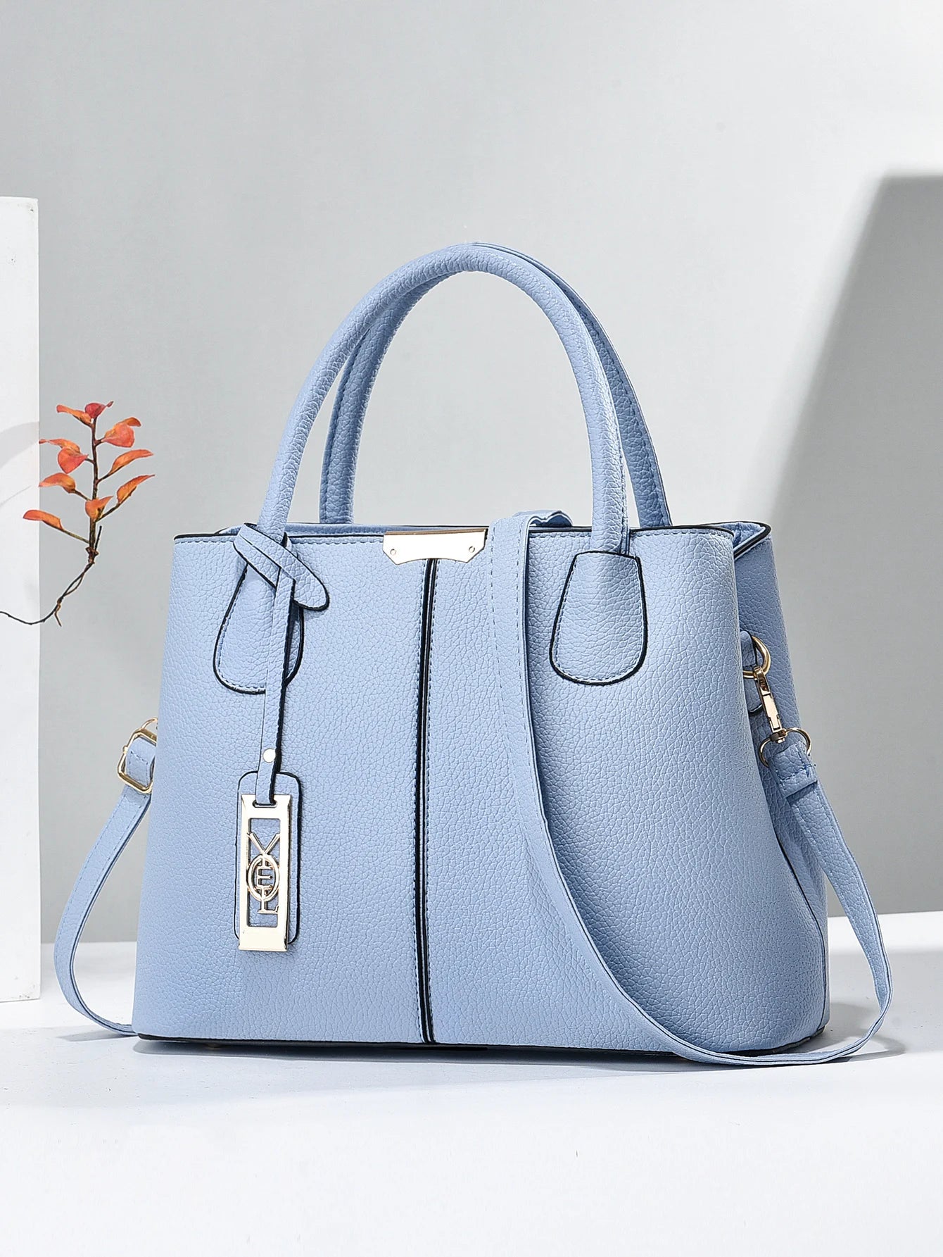 Fashion Faux Leather Tote Bag, Elegant Textured Large Capacity Shoulder Hand Bag For Ladies