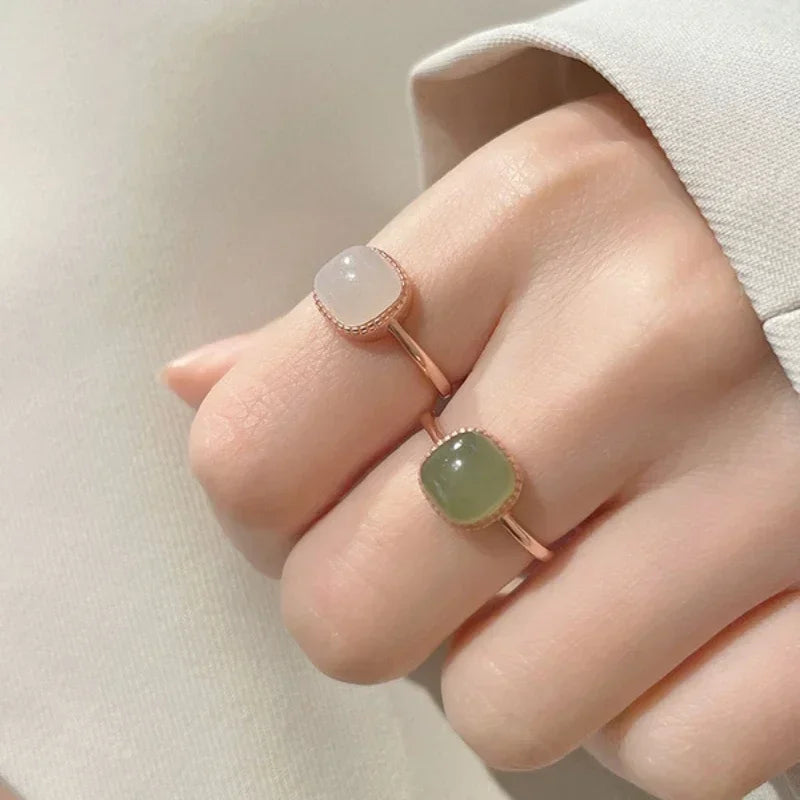 New Imitation Jade Rings Retro Rings Fashion Sweet Finger Ring for Women