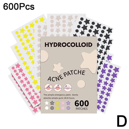 600pcs Large Size Star Acne Patch Mild Non-irritating Lightens Acne Hydrocolloid Acne Sticker For Blackheads Closed Comedones