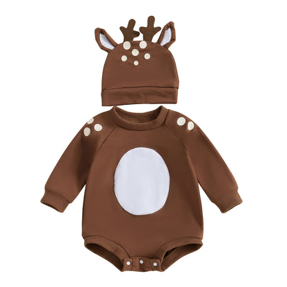 ma&baby 0-18M Christmas Newborn Infant Baby Boy Girl Romper Deer Costumes Cute Jumpsuit+ Hat  Long Sleeve Xmas Outfits