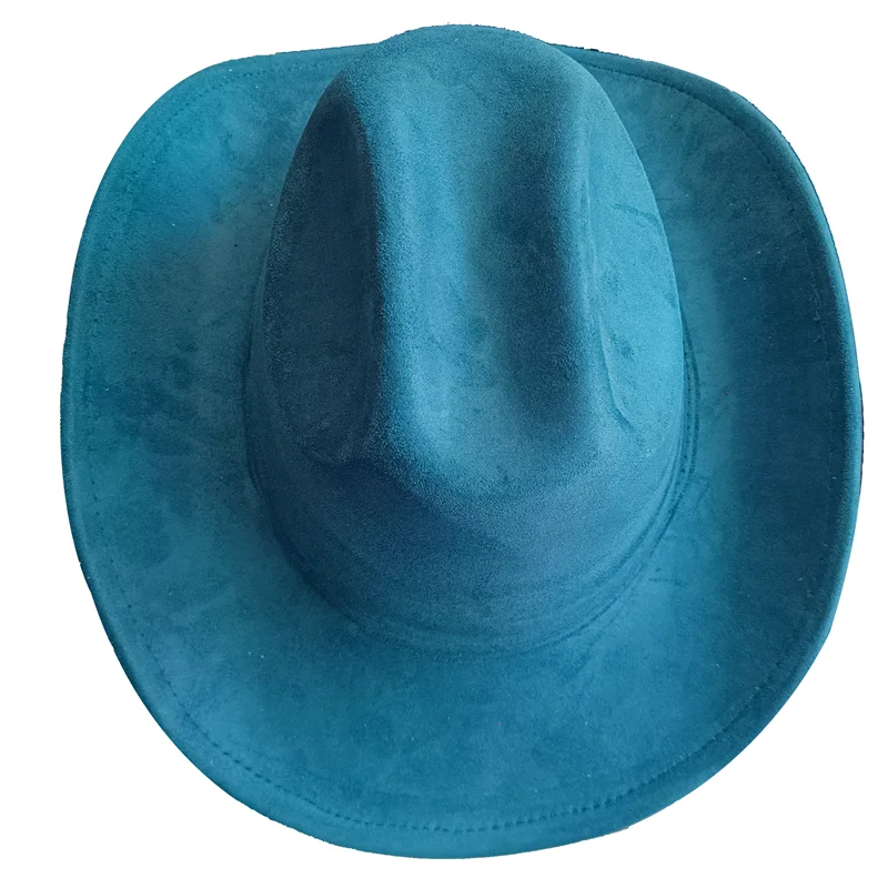 Western suede leather 7.5CM Western denim women's Fedora hat men's church jazz hat fashion travel party hat denim hat 2024