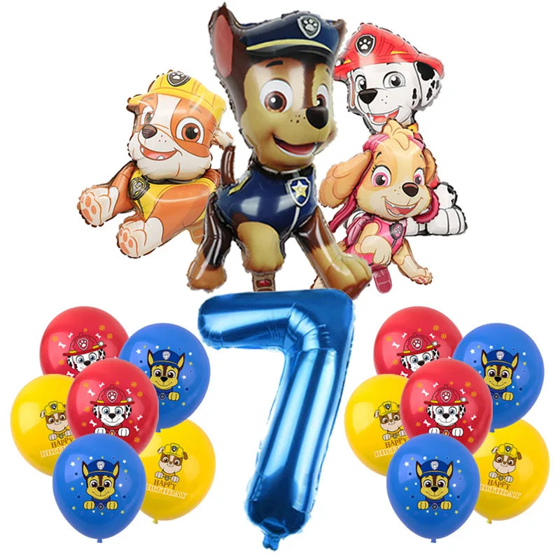 PAW Patrol Birthday Party Decoration Toy Hat Kids Gift Aluminum Foil Balloon Dog Chase Marshall Skye Rubble Disposable Tableware