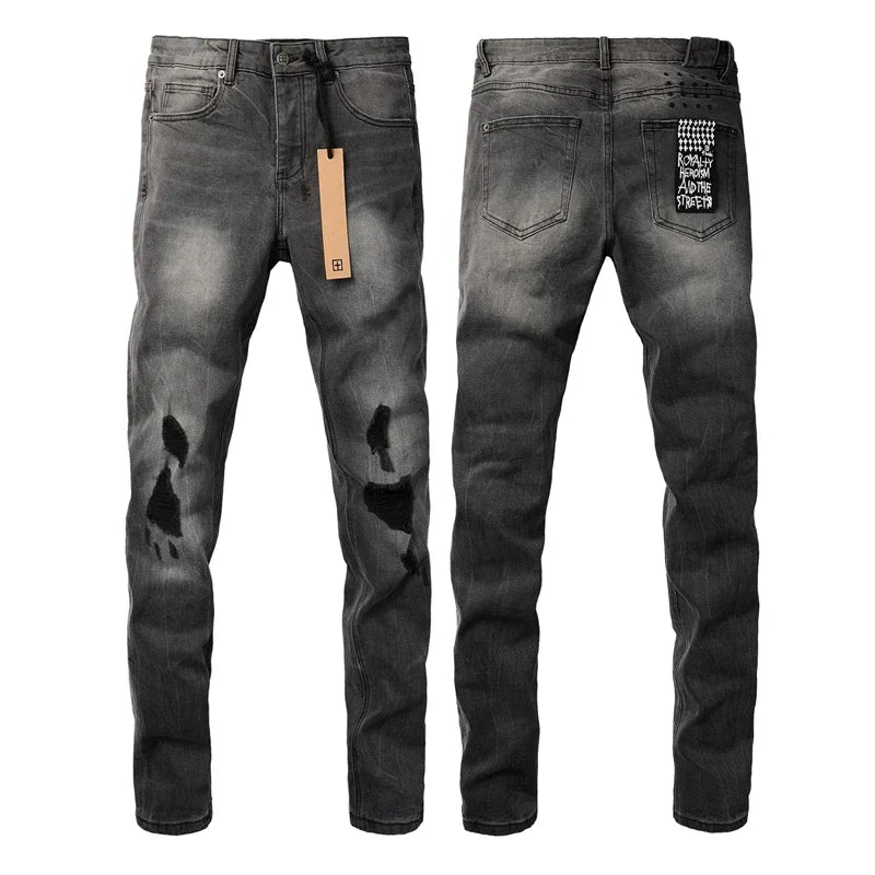 Fall 2024 New KSUBI Jeans American High Street Basics Made Old Patch Stretch Pants Men's Hip Hop Ripped Skinny Low-rise Jeans